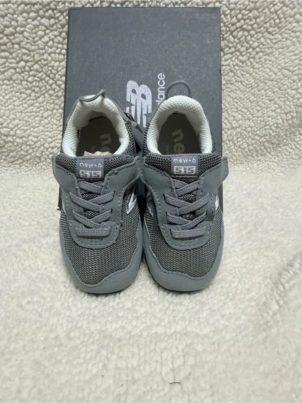 New Balance 515 Hook And Loop Toddler Grey Velcro Mesh & Suède Sneakers